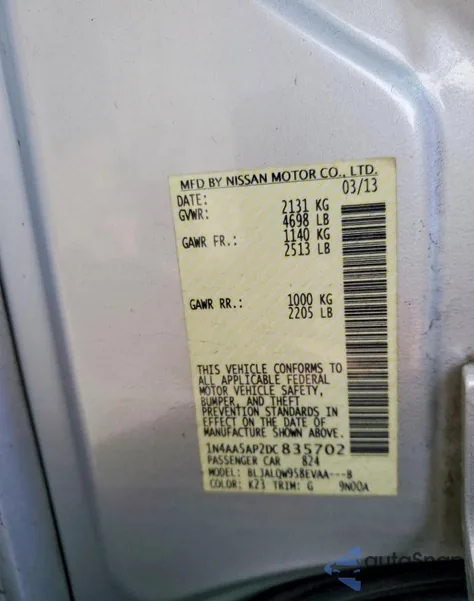 2013 Nissan Maxima 3.5 S from USA, damaged, VIN 1N4AA5AP2DC835702